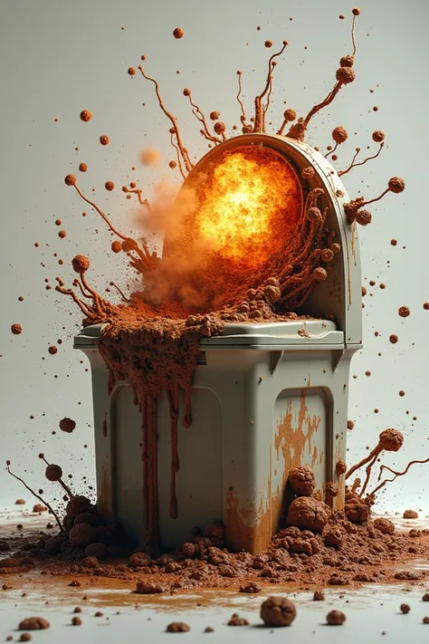 A chemical toilet exploding from poop inside 