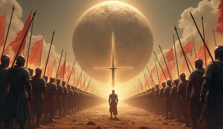 A multitude of armies have come, and a sword is drawn in front of the earth.