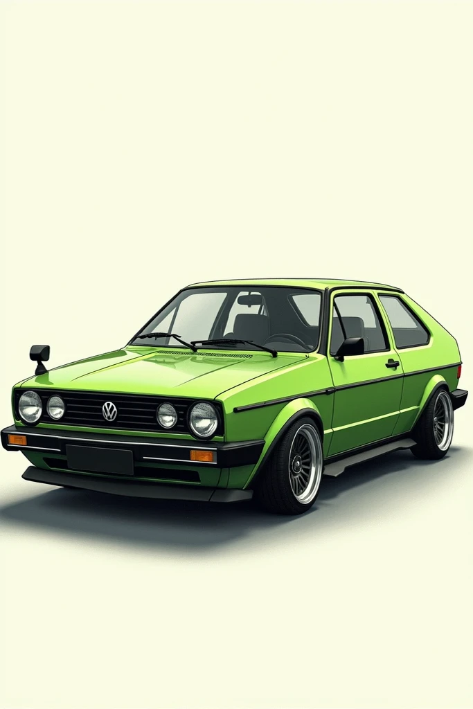 Realistic green volkswagen bora mk2 drawing