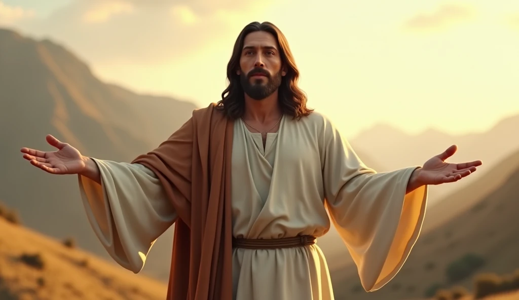 realistic image, 4K, Jesus Christ with open arms