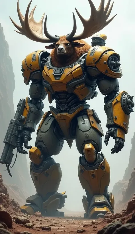 Transformer hound shaped like a moose with war weapons 