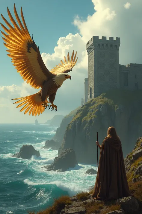 All the Celtic Shamans transformed into eagles and flew to the islands Celtic castle, on the shores of the ocean. 