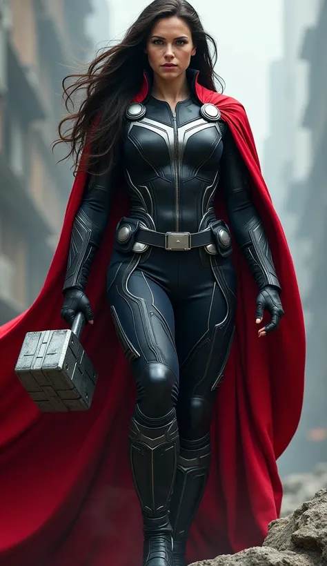 Thor + Black Widow+ Captain America. Thor And Black Widow And Captain America Physically Combined And A New Hybrid Formed. A Girl, Thors Cape, Captain Americas And Black Widows Mix Suit, Thors Hammer, Captain Americas And Thors Mix Mask, Black Widows Long ...