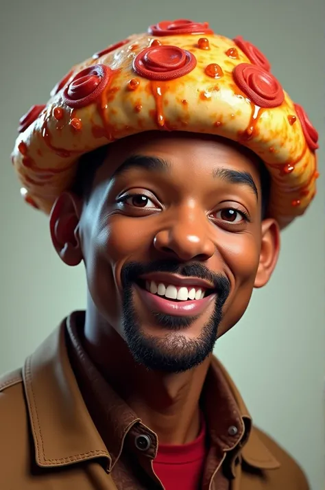 Will smit con gorro de pizza