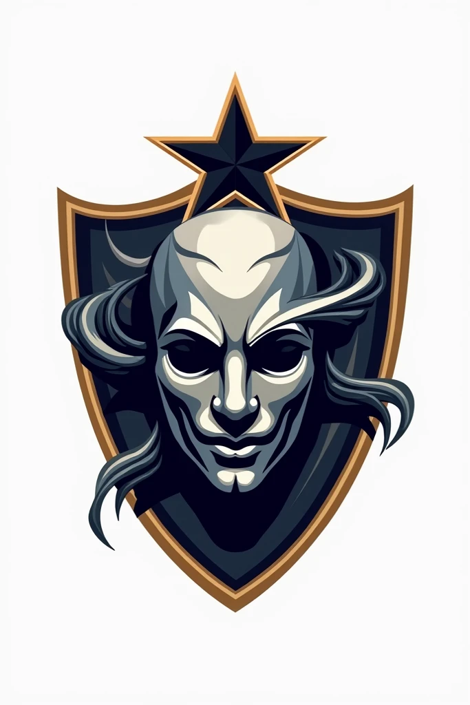 I need to create a logo for my TRAPSTAR FC soccer team THAT THE MAIN LOGO IS A FLOW RAPPER MASK AND ADD A 4-POINTED STAR