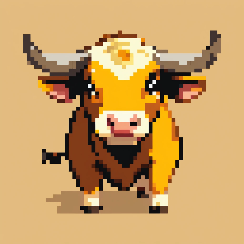 A cute bull, Pixel art, PixArFK, 