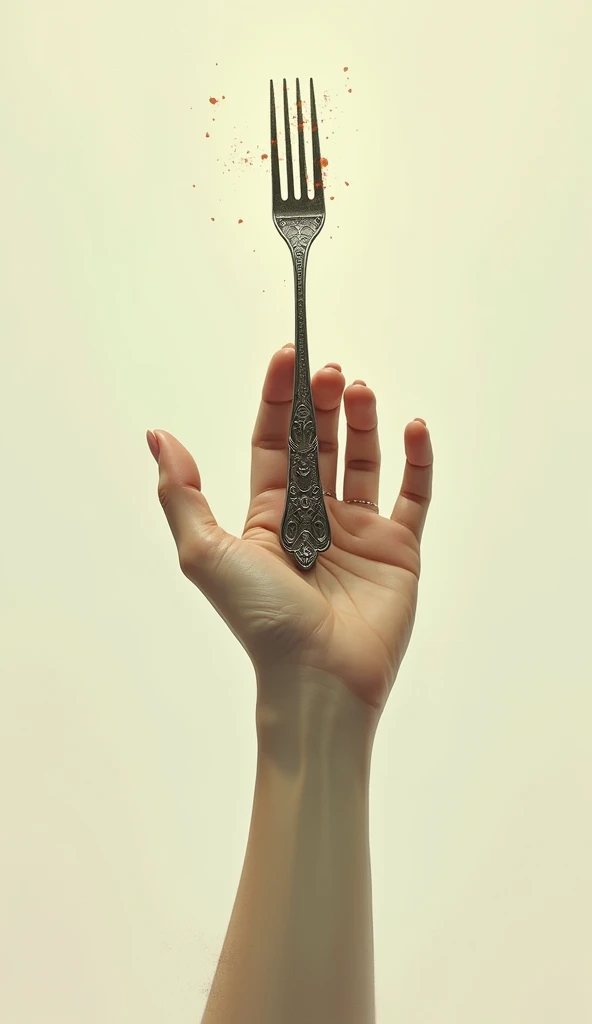 Create a hand with a fork and the floating world