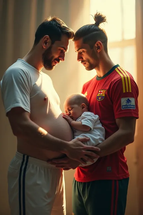 I want Messi pregnant and CR7 and the father plus the baby has already been born 