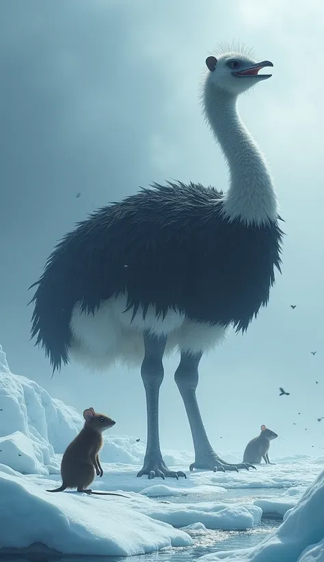 In the icy terrain of the polar region, a giant ostrich, a giant mouse, and a giant stingray came together with difficulty due to the force of the cold wind. Each of them had survived by overcoming their evolutionary power and the difficulties of nature. H...