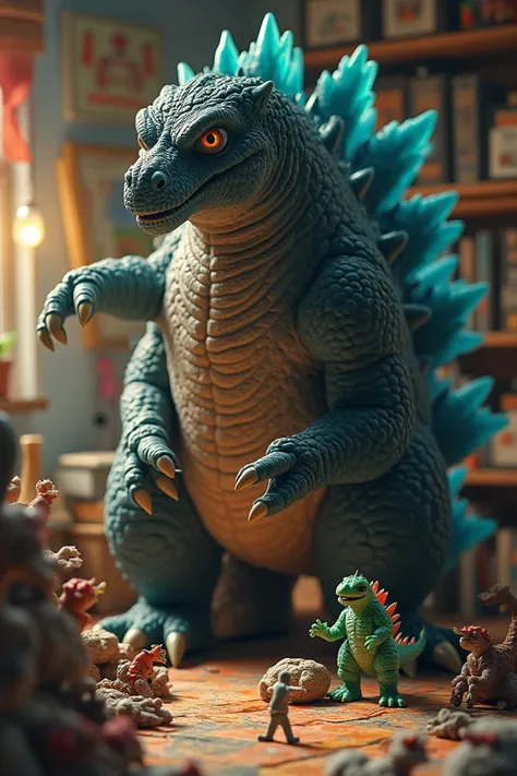  A  who knows all the Godzillas and is very fond of playing with the toy Godzillas,He also transforms into a Godzilla  