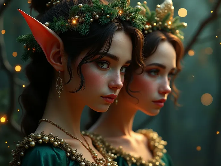 Create a poster 4k extremely detailed of fées mignonne et métisse extremely detailed face and body. à la peau marron extrêmement détaillée et réaliste. toutes différentes mais ultra réaliste et détaillé en 4k . 
Dans la forêt de nuit avec de la poussière d...