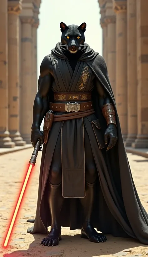 Humanoid panther in Jedi clothing in arena