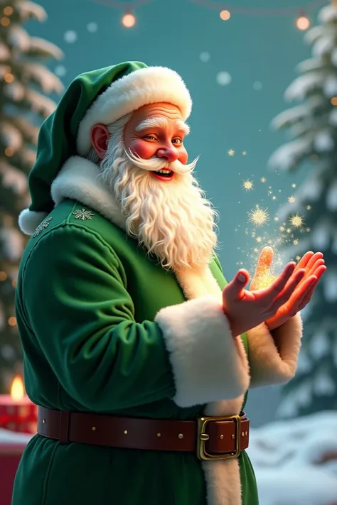 Santa Claus green showing something