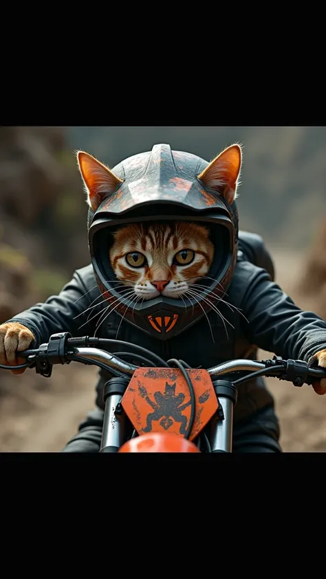 Kucing pake helem motor trail