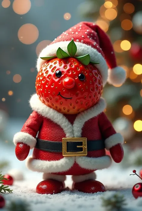 A strawberry dressed for Christmas 