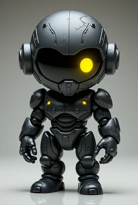  design. An Umbrax ,  fully visible in a fixed front pose .  Its matte black armor dominates the ,  with details in pale yellow and dark gray that highlight his corrupt nature and his connection to chaos.  The futuristic helmet completely covers his head ,...