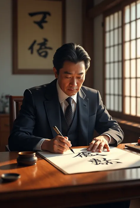 Picture President Yoon Suk-yul writing Mu-liang Gonggong