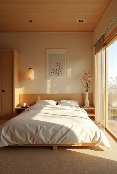 Japanese-style bedroom
Color :  highlights Earth Tone
Materials :  opt for natural materials such as bamboo, beech or cotton to create a warm and eco-friendly feel.
furniture:  Emphasize simple furniture such as low beds, Japanese tea tables, built-in lock...