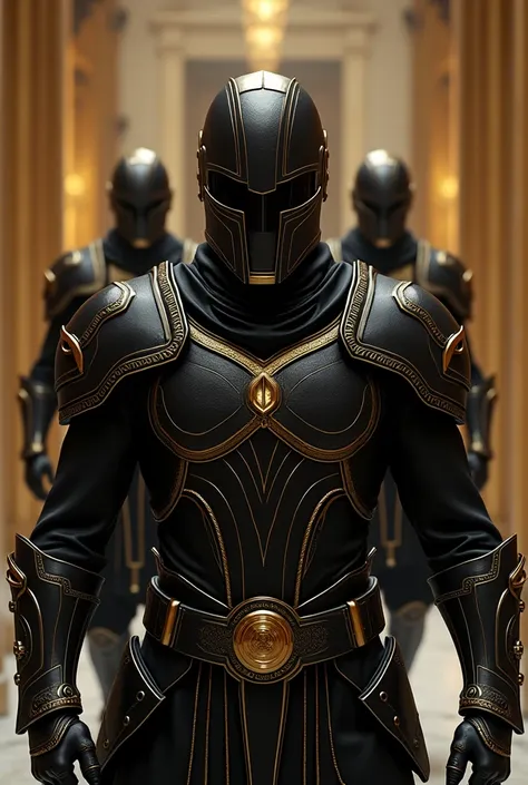 black and gold modern heist greek sleek dangerous and regal modern armor
