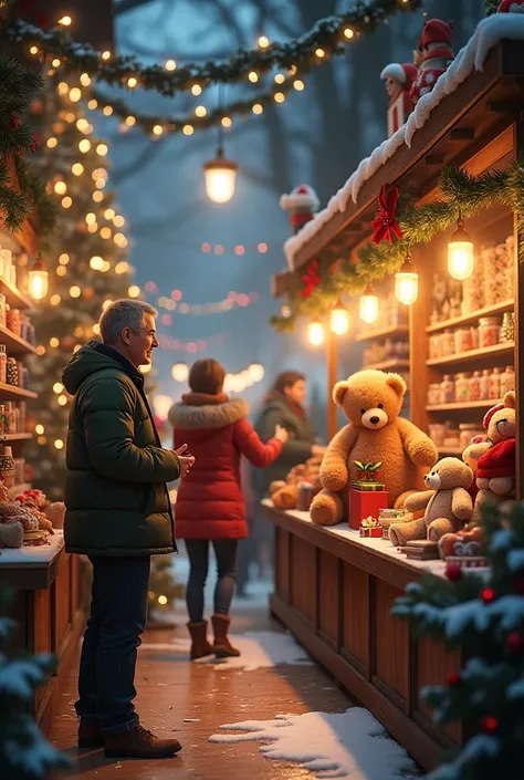 Christmas Groceries Selling Teddy Bears