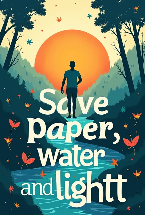 Intresting, with beautiful calours Poster "save paper, water and light" 