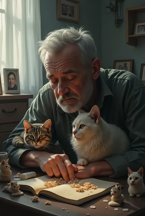 Guy loving all his dead cats
