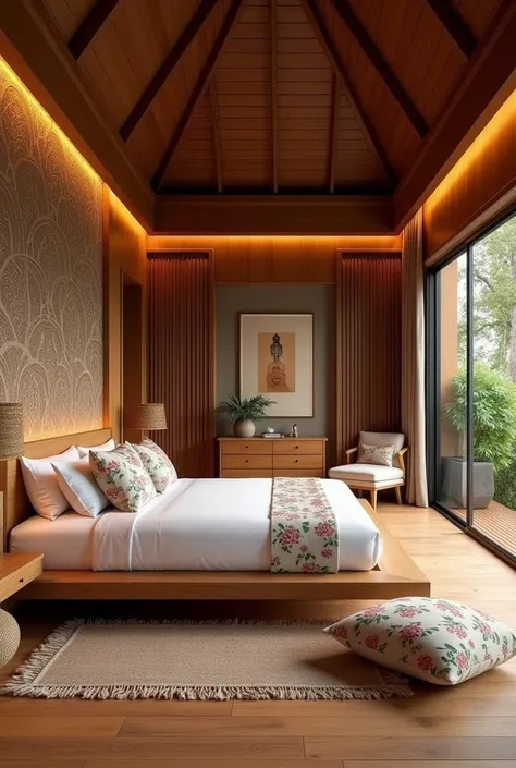  Thai Style Bedroom Pattern
Natural materials : Emphasize the use of natural materials, such as teak
Pattern : Use ancient Thai motifs
furniture:  choose wooden furniture, such as wooden beds, beds with wooden frames.
Decorations : . Use decorative items m...