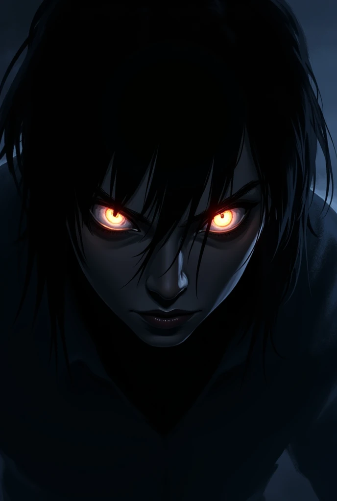 (comic),(HQ),( realistic), (night) Bright eyes in the dark. 
