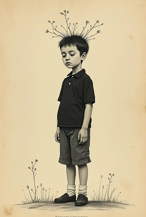 An iguanias story published in the newspaper in 1961 a Brazilian story a colorless story about a short boy with five hair on his head wearing a black polo shirt short shoe and socks