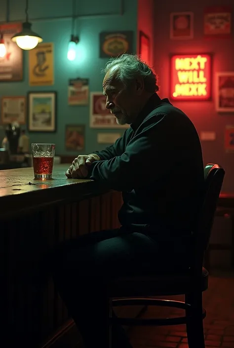 A man drinking in a bar