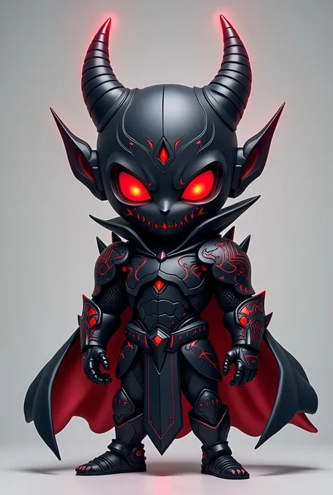 shirt (Collectable Chibi ):
"Un diseño chibi coleccionable de shirt,  completely visible in a fixed and centered front pose.  Its matte black armor dominates the ,  with vibrant red details that symbolize its immense power and connection to absolute chaos....