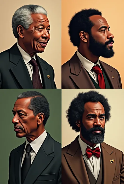  A profile photo for my YouTube channel with the great men who have marked the history of Africa Nelson Mandela ,  Thomas Sankara , Gaddafi  ,  Cheikh Anta Diop
The photo must not contain women 