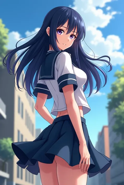 Create Hinata Hyuga with a short skirt and a hot ass