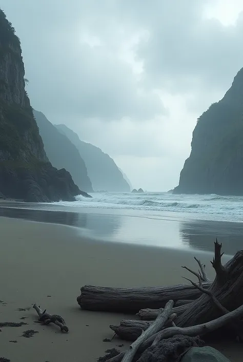 A beautiful beach on a cold day