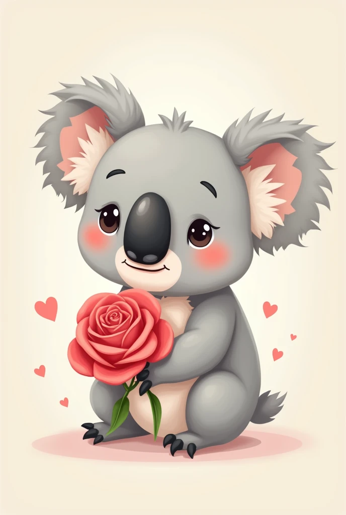 Koala cartoon with a rose