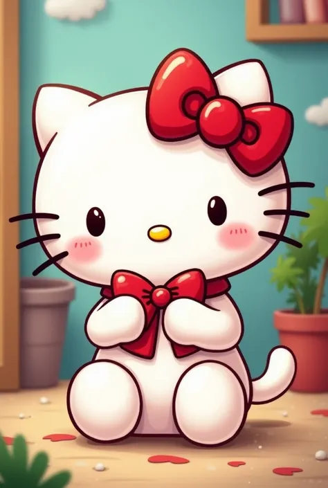 Hello Kitty cartoon very happy being friendly and curious  