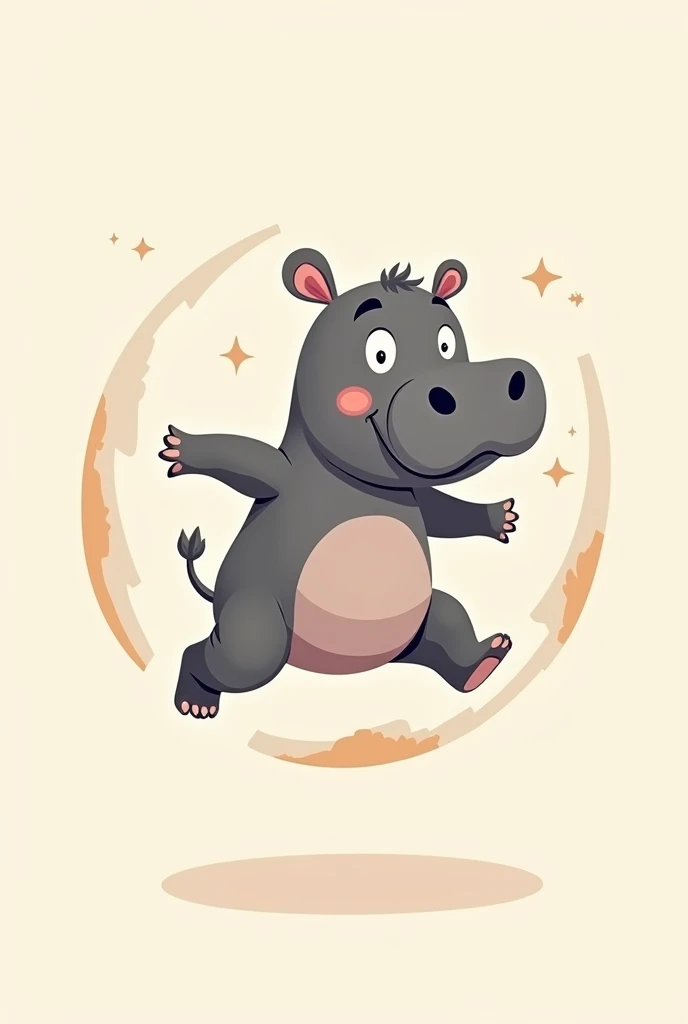 Thai dwarf hippopotamus jumps 4 legs to the side in a nice circle logo