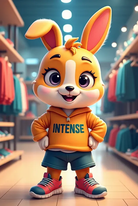 Make a cute mascot from a sportswear store with the name (Intense) highlighted