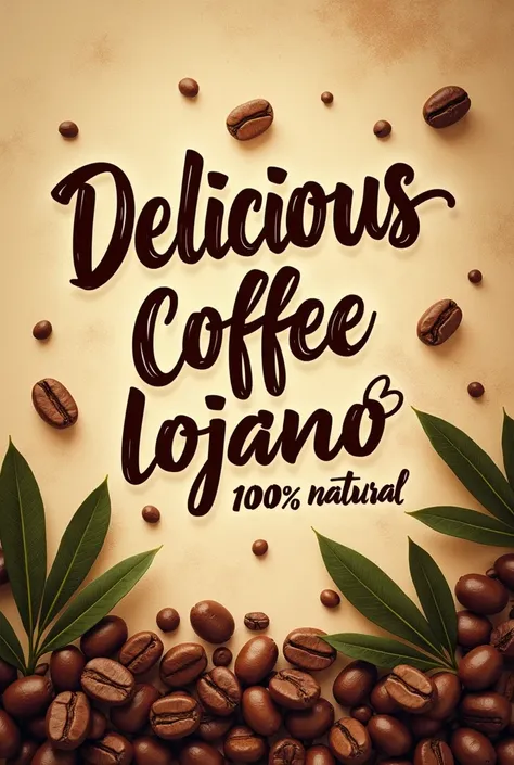  An original image to sell coffee,  containing the text, DELICIOUS COFFEE LOJANO, 100% natural, Just like the letters that are there ,  the words in Latin Spanish, You have to be DELICIOUS 