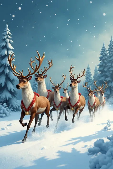 Make a Christmas card of some running reindeer