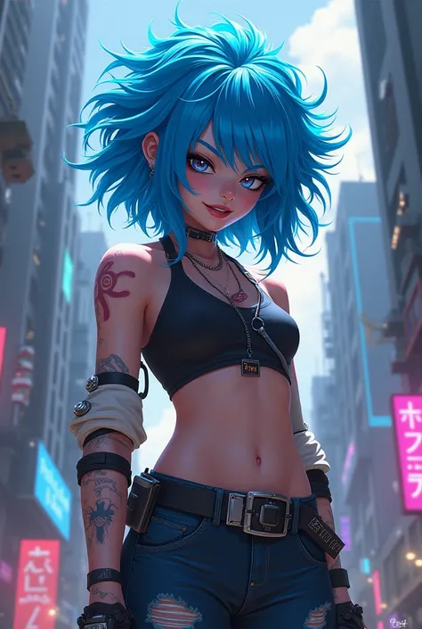 Arcane Jinx blue hair anime girl