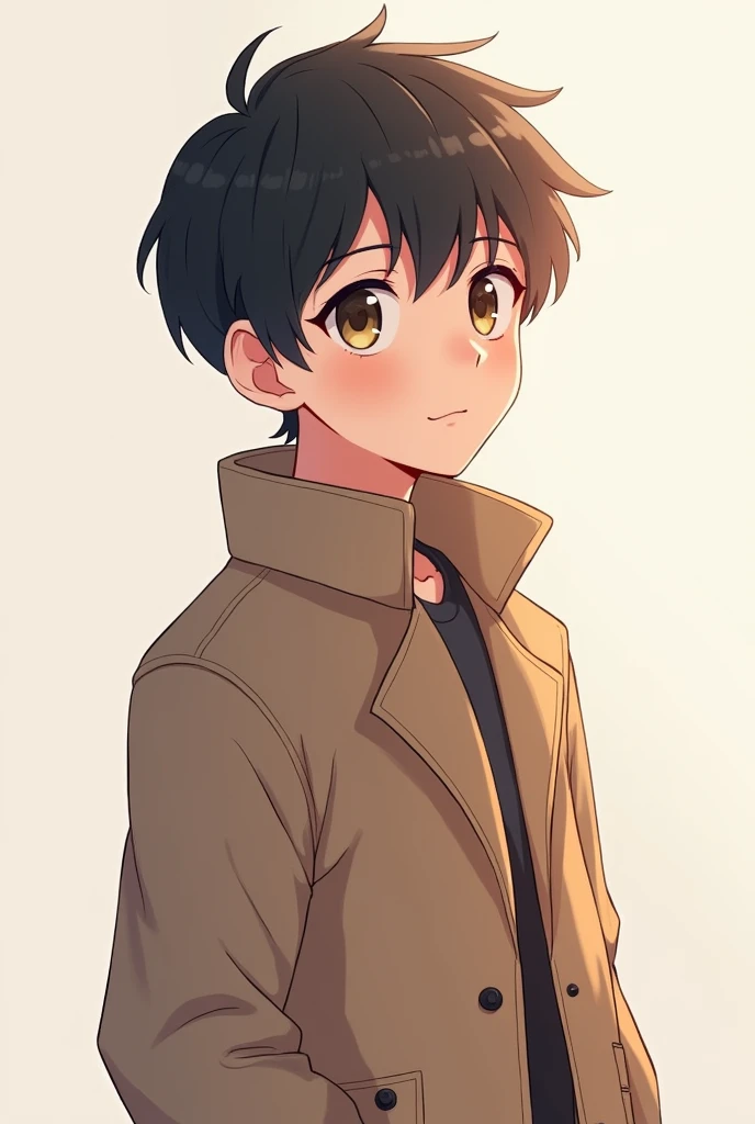 A cute drawing of an anime-like man in a coat as a profile picture