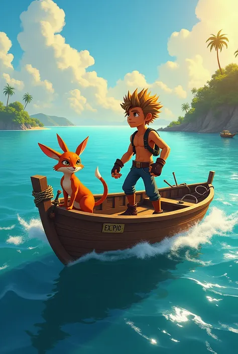 Jak and Daxter on a boat 