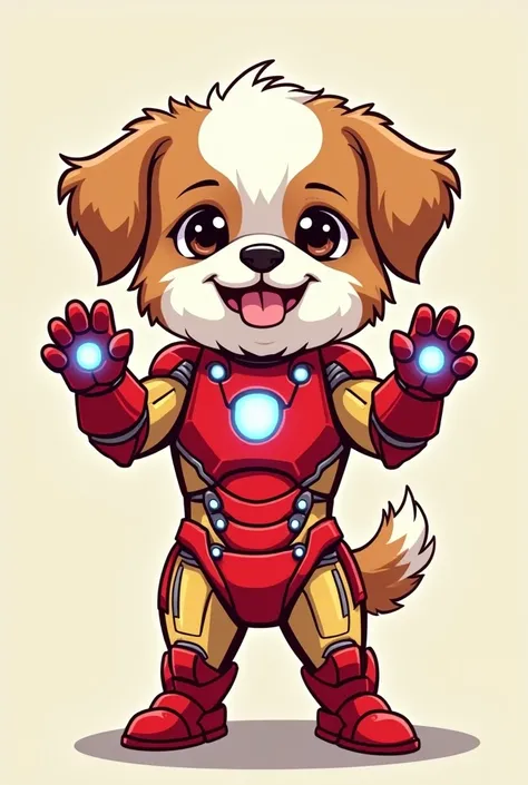 2D Cartoon Cartoon Drawing of a Cartoon Shih Tzu wearing Iron Mans clothing 