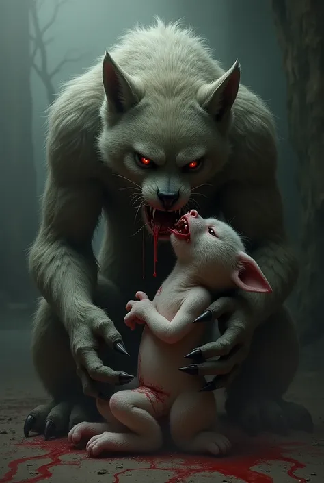 Furry person eating another smaller furry person in a sensual way