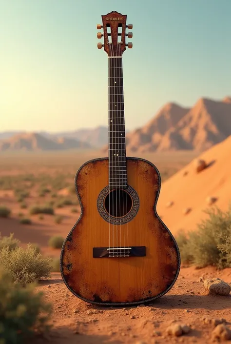 A guitarrón in mexico in the desert