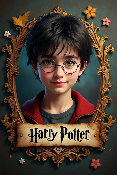 Make me an image where I put Harry Potter on a label that says the name 