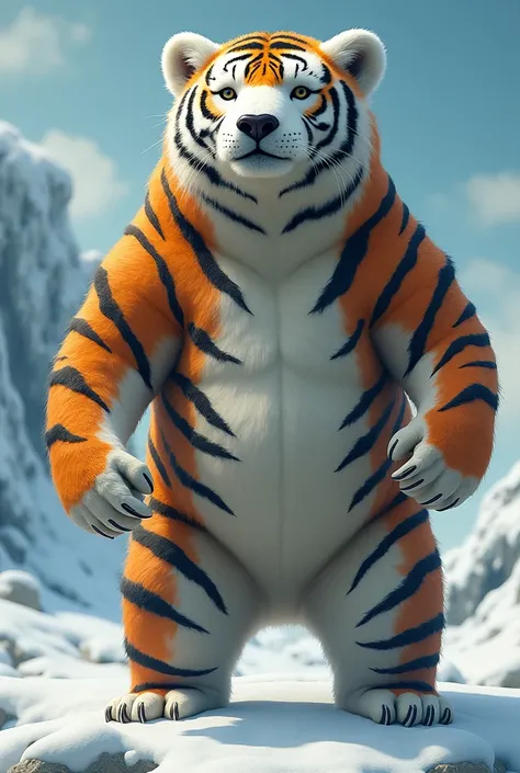 Polar bear dressed as a tiger