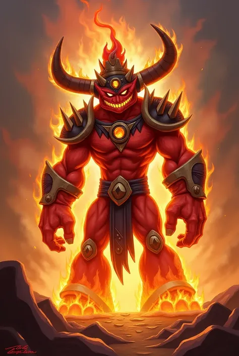  Create a picture of a fire Skylander . His name is Darok . Er hat 