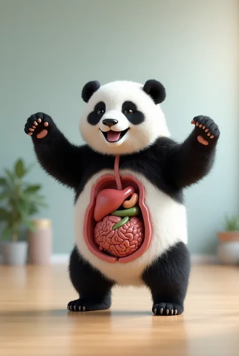  anatomy, 8K ultra HD, image of a cute chubby cute panda bear doing school mobility work